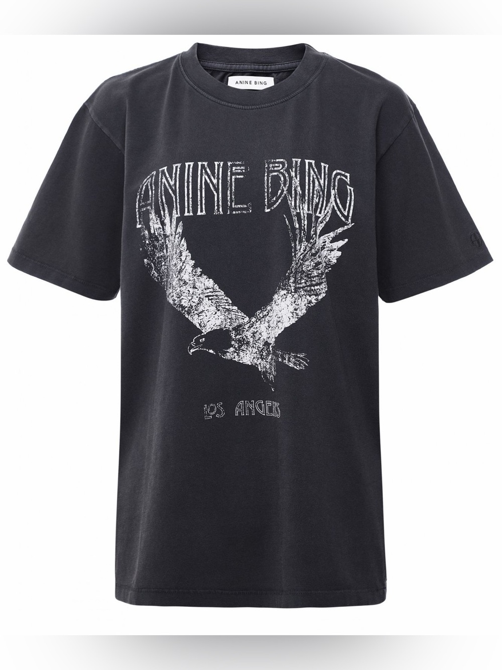 Anine Bing Lili Eagle Cotton Tee in gray size small